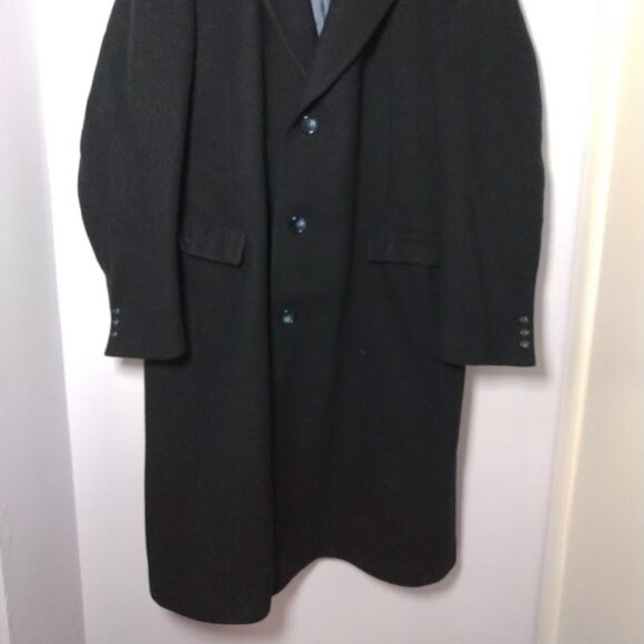 Men's Big & Tall 100% Wool Overcoat Black 2XLT/52L Czechoslovakian Heavyweight - Picture 2 of 16